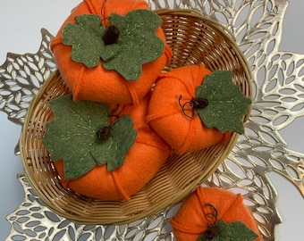 felt pumpkin set, fall pumpkin decorations, autumn decorations, thanksgiving table decorations, pumpkin bowl fillers, farmhouse decorations