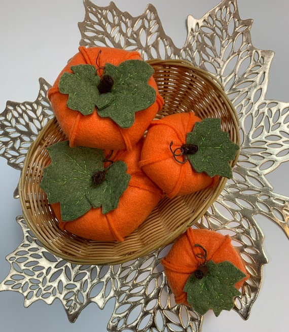 felt pumpkin set, fall pumpkin decorations, autumn decorations, thanksgiving table decorations, pumpkin bowl fillers, farmhouse decorations