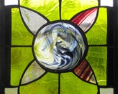 Stained Glass Mission Style Glass Rondelle Center Window Hanging Panel Suncatcher jp20194