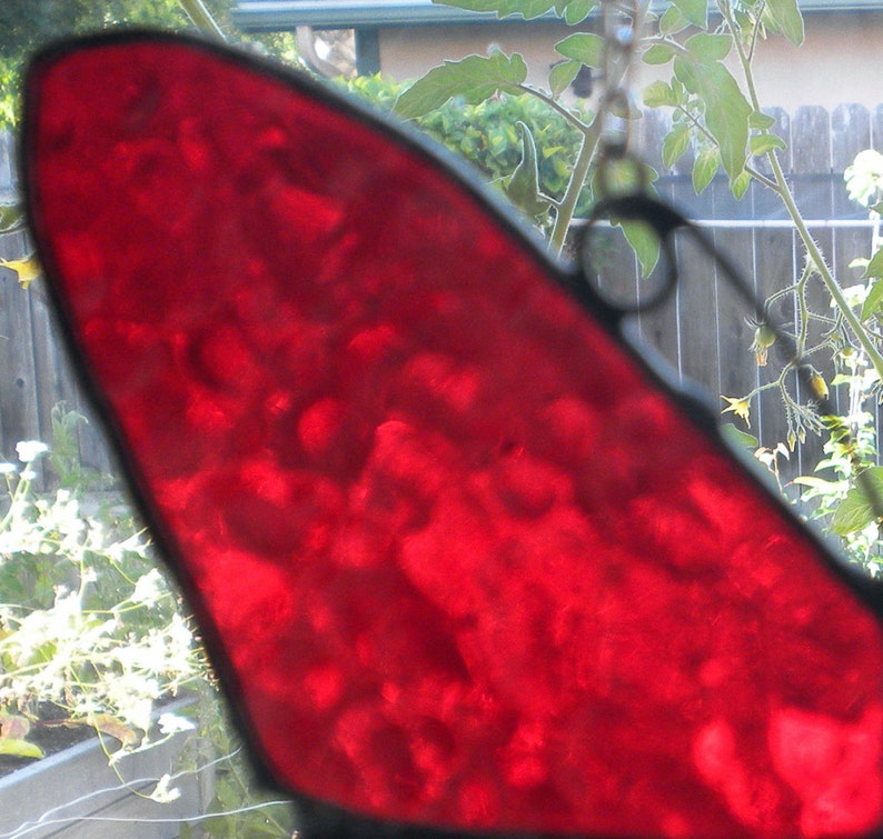 Butterfly Red Golden Stained Glass Suncatcher #jp20197