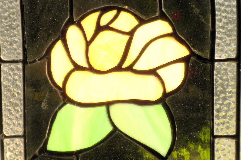 Stained Glass Arched Window Hanging Panel Victorian Rose Style Suncatcher #jp20193