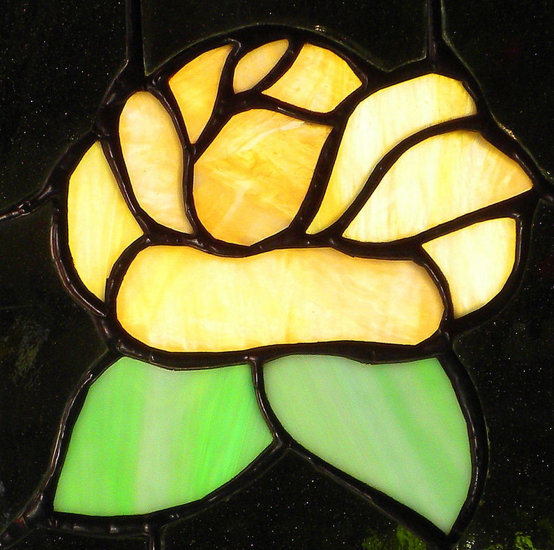 Stained Glass Arched Window Hanging Panel Victorian Rose Style Suncatcher #jp20193