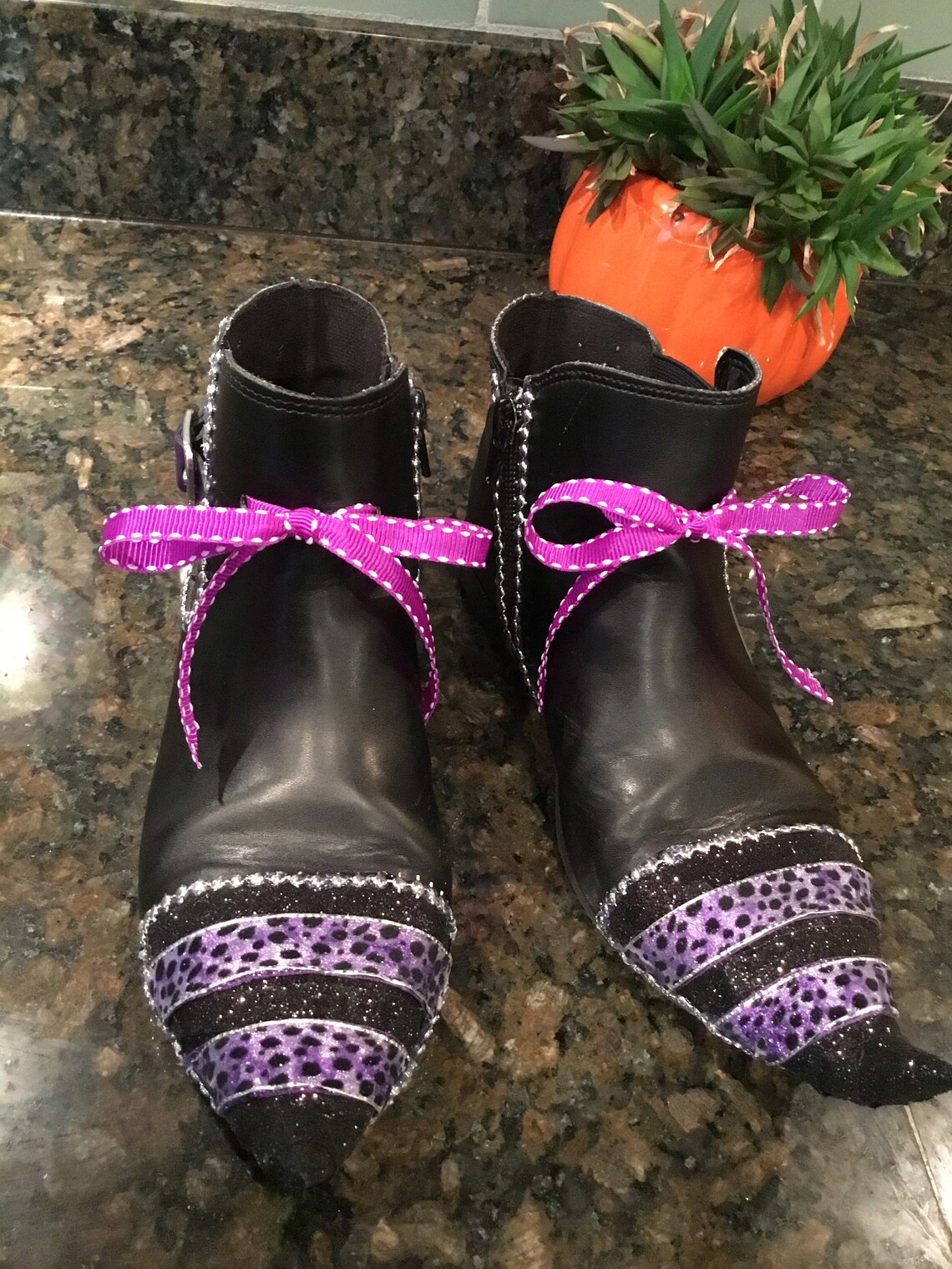 Girls size 2 Safari witch boot purple cheetah stripes and ...