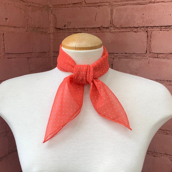 Salmon Swiss Dot Chiffon Scarf