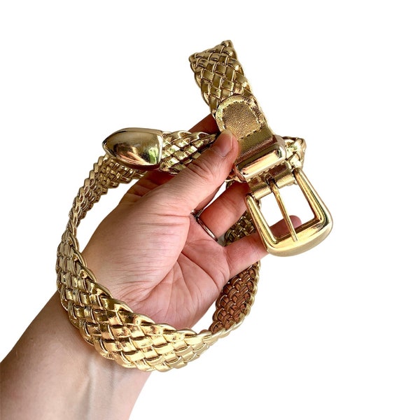 Gold Hand-woven leather Belt main image 0