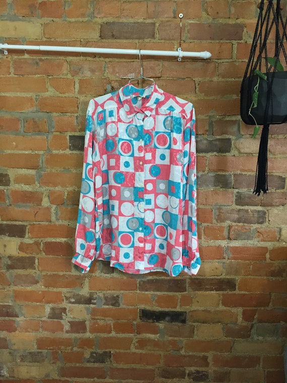 Bubblegum Geometric Silky Blouse