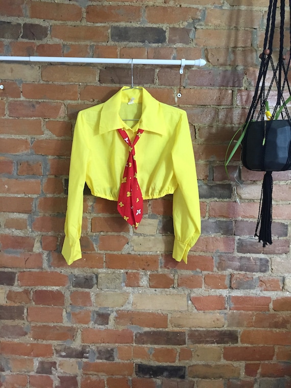 Sunshine Collared Crop Blouse with Red Secretary T
