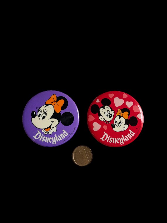 XL Mickey & Minnie Mouse Disneyland Pinback Butto… - image 2