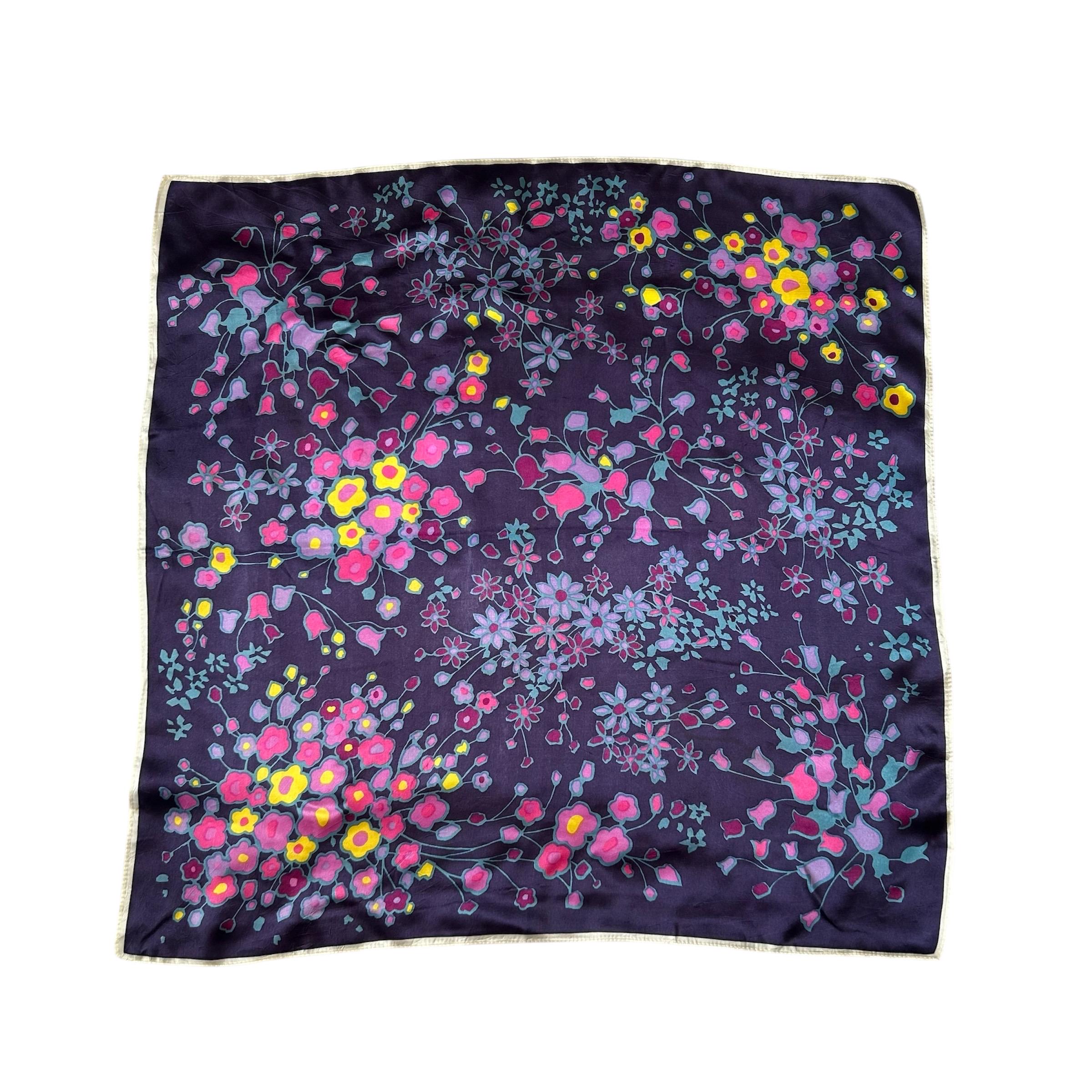 Purple Floral Acetate Scarf