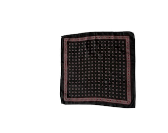 Black Silk Hankie with Red Medallions