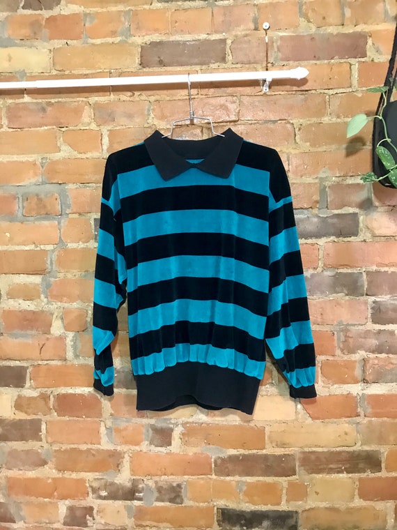Striped Velour Pullover