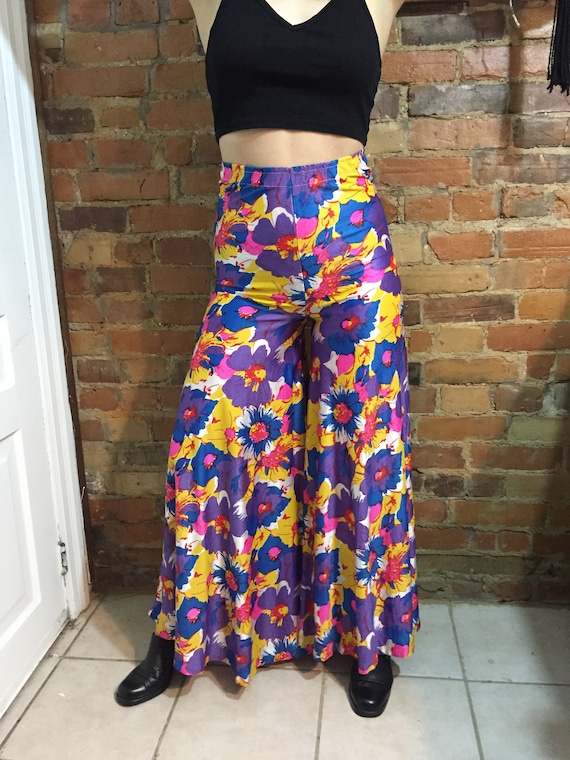 Flower Power 1960's Silky Palazzo Pants