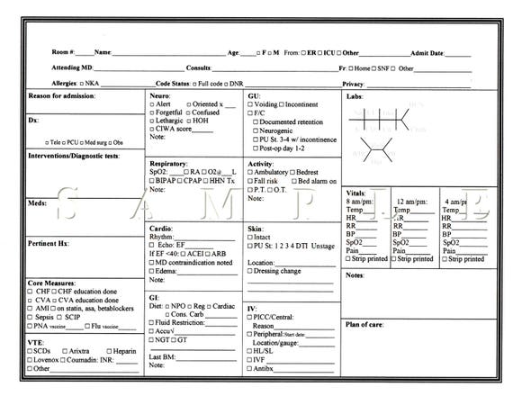 Nurse's report sheet | Etsy