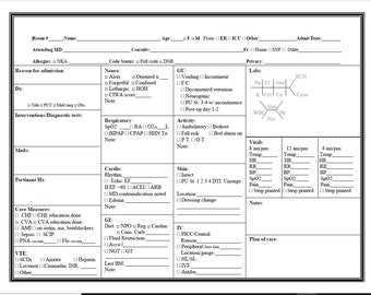 Nurse's report sheet