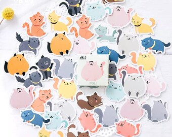 Cartoon Fat Cat Stickers - 46pcs per Box