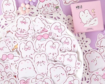 Pegatinas de conejito Kawaii - 45 piezas / caja, Bloc de notas Memo, Marcador, notas adhesivas, planificador, Regalo para niños, marcador de puntos, blocs de notas, Papelería