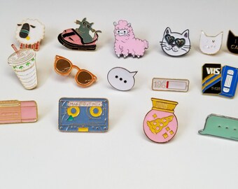 Kawaii Enamel Pins for Bags, Planners, Scrapbooking, journals