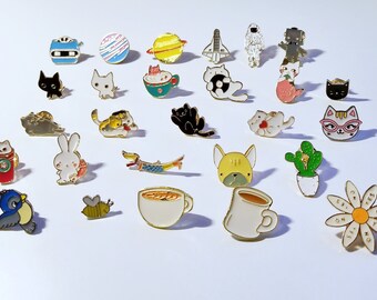 Kawaii Enamel Pins for Bags, Planners, Scrapbooking, journals