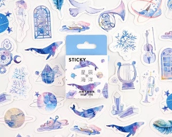 Pegatinas de ballena Kawaii - 46 piezas / caja, Star Ocean Decorative, Memo Notepad, Marcador, planificador, Regalo para niños, marcador de puntos, blocs de notas, Papelería