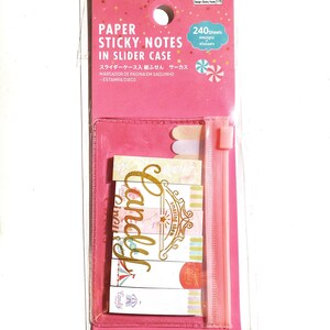 Kawaii Candy Circus Paper Sticky Notas en Slider Caso Memo Bloc de notas, Marcador, notas adhesivas, planificador, Regalo de niños, caja deslizante