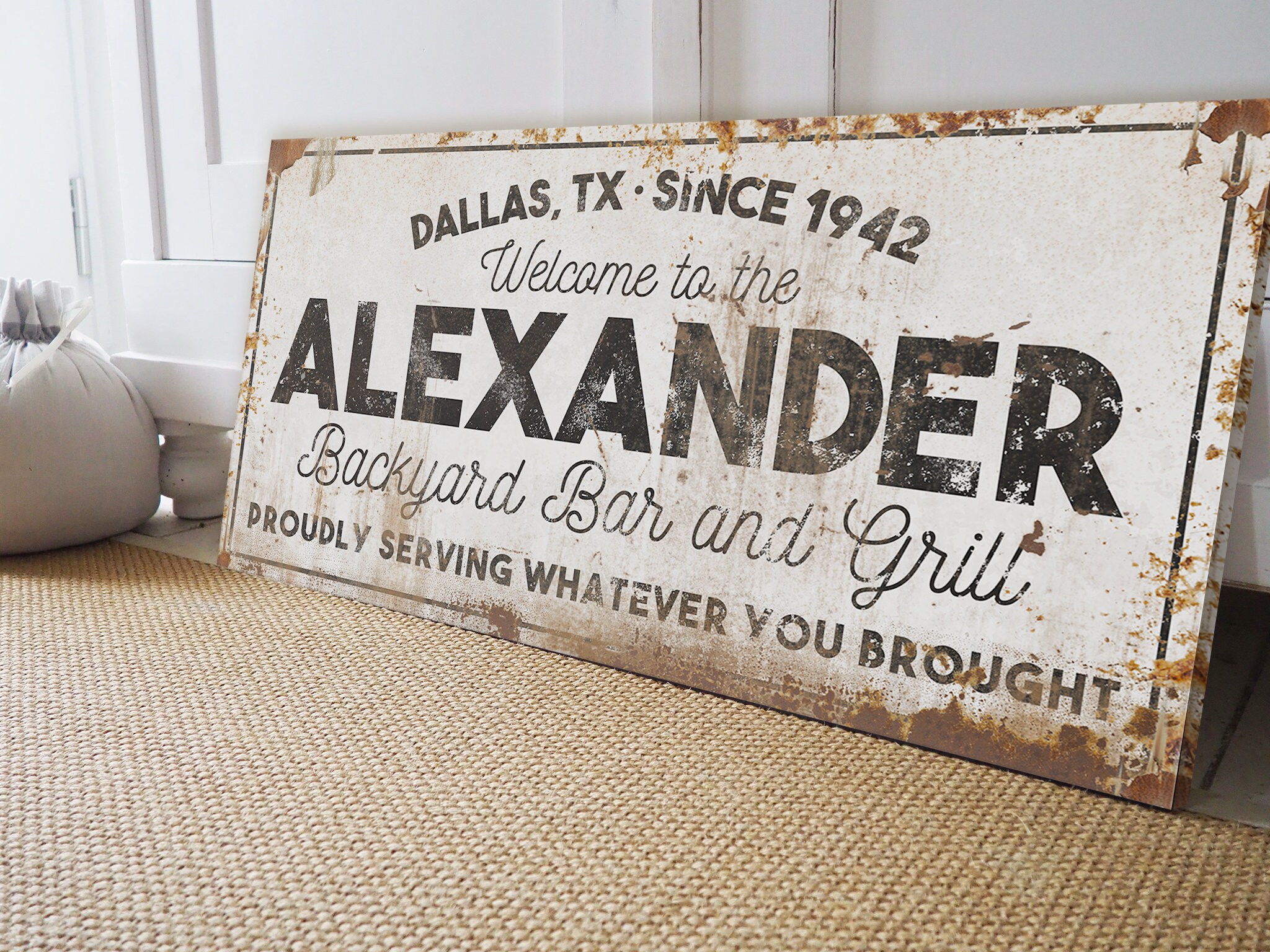 Personalized Bar Sign for Dad BBQ Grill Summer Rustic decor Wall Art 
