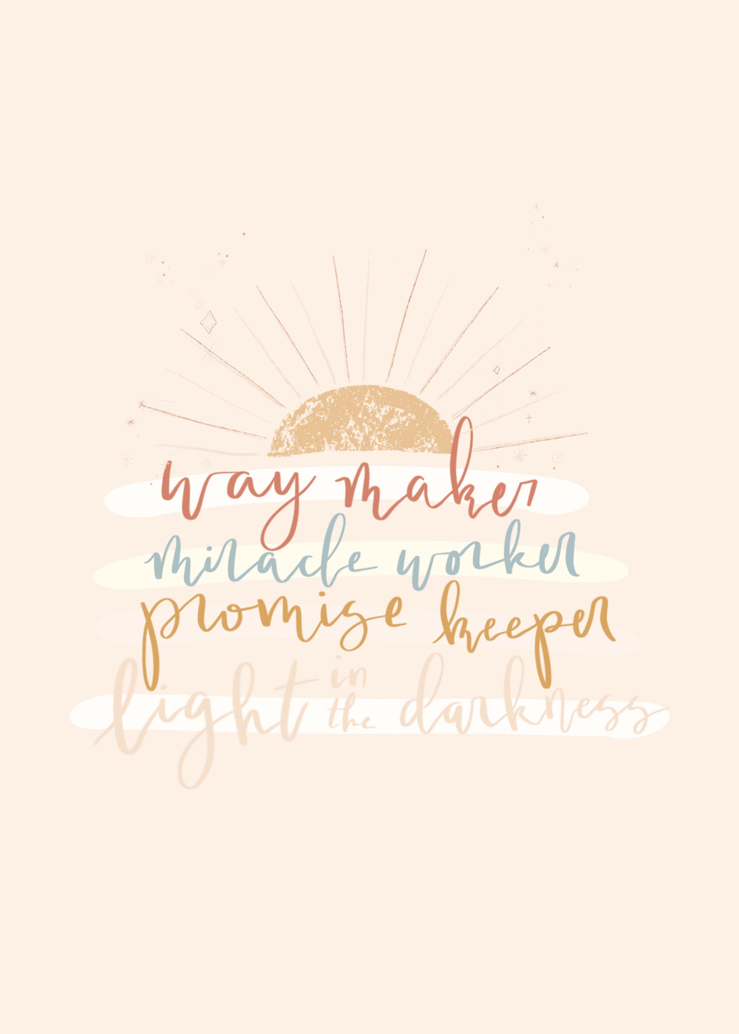 Way Maker illustration print | miracle worker, promise keeper, light in the  darkness, christian quote art, christian lettered quote