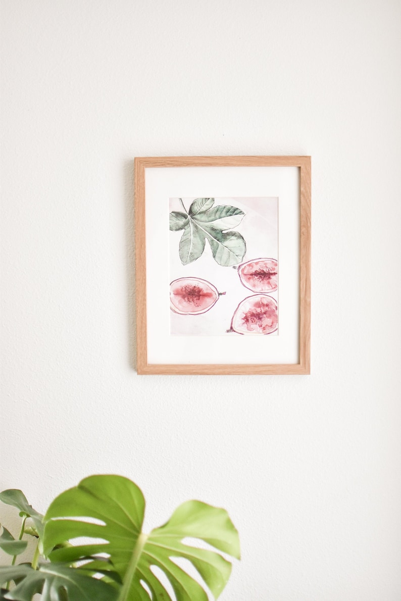 boho wall art Fig Leaves Watercolor Print modern botanical art Fruit Wall art Fig Wall Art bedroom wall art Fig watercolor print