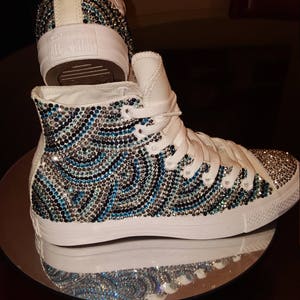 Custom converse for weddings, custom converse high tops, bridal chucks, wedding shoes, custom bling shoe any color