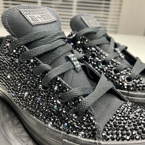 Womens Black Converse Custom Bling Wedding Converse Wedding - Etsy