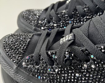Womens Black Converse Custom Bling Wedding Converse Wedding Planner Bridesmaid Bridal Party Black Bling Converse Etsy