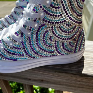 Custom Converse for wedding, bridal chucks , wedding shoes, converse high tops, converse bling, custom bling any color