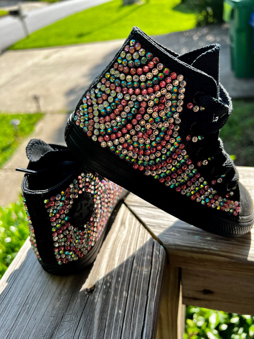 Girls Custom Bling Converse High Top Black Any Color *adult Sizes as ...