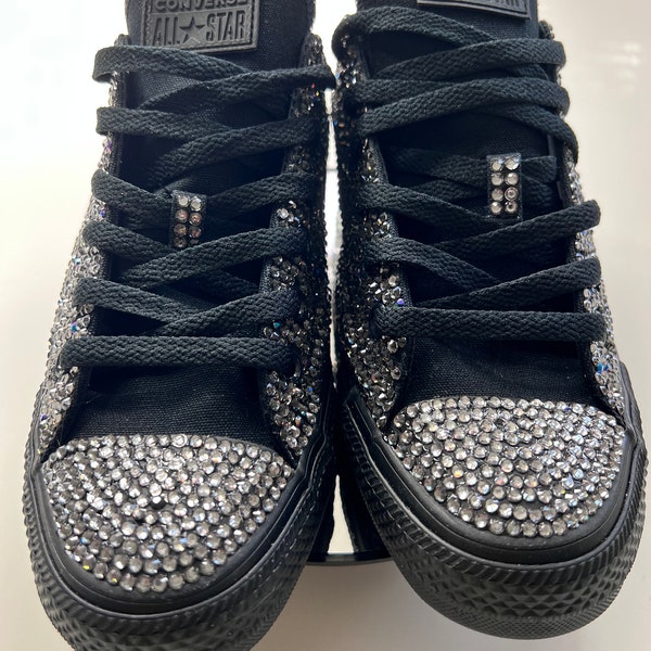 Womens black converse custom bling, wedding converse, wedding planner, bridesmaid, bridal party, dark grey bling converse