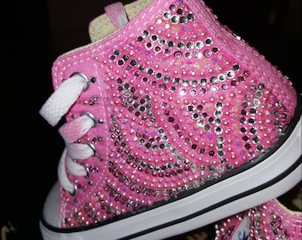 Girls Custom Bling Converse High Top Pink Any Color *Adult sizes as well*, Custom Converse Bling, Bling Shoes