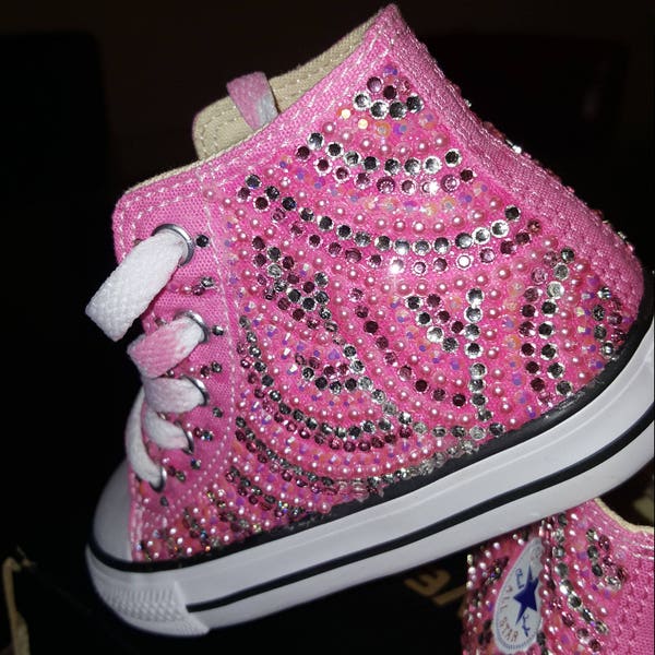 Girls Custom Bling Converse High Top Pink Any Color *Adult sizes as well*, Custom Converse Bling, Bling Shoes