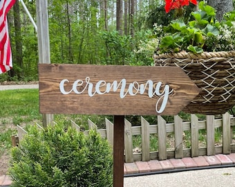 Wedding Arrow Sign - Ceremony Wood Signs Wedding Directional Sign Rustic Wedding Arrow Wedding Signage