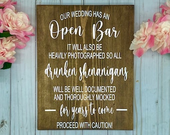 Funny Wedding Sign - Alcohol Wood Sign Wedding Wood Signs Wedding Decorations Rustic Wedding Decorr