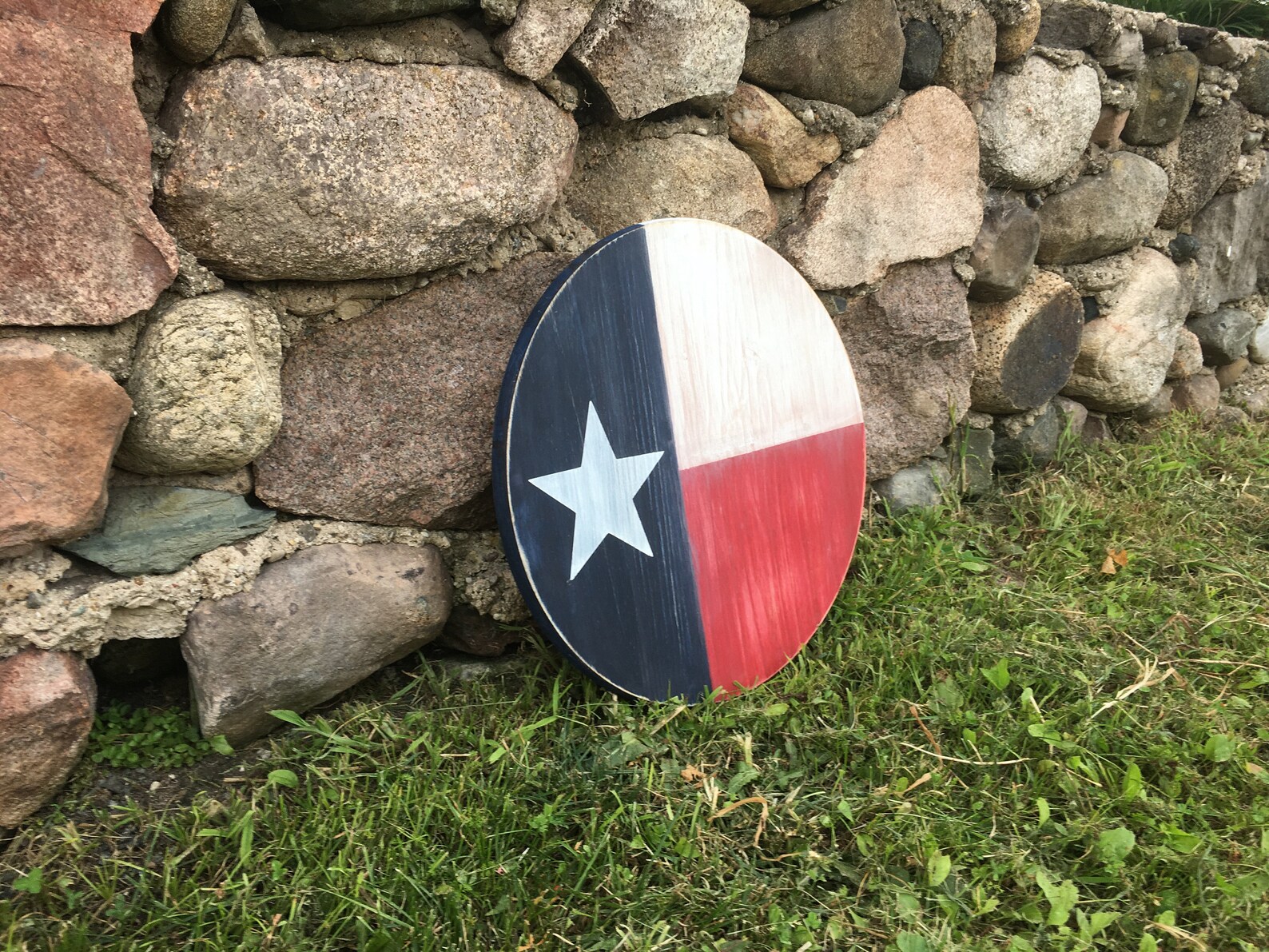 Wooden Texas Flag Wall Art Round Wood Sign Wooden Flags Etsy
