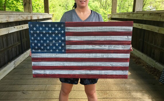 Wooden American Flag Wood Flag Wall Art Wood Flag Wooden Etsy