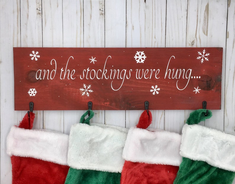 Christmas Stocking Holder And The Stockings Were Hung Mantle Etsy