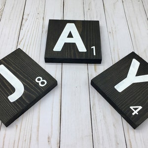 Scrabble Tiles Black Scrabble Tile Wall Art Giant Scrabble Letters Scrabble Wall Decor image 7