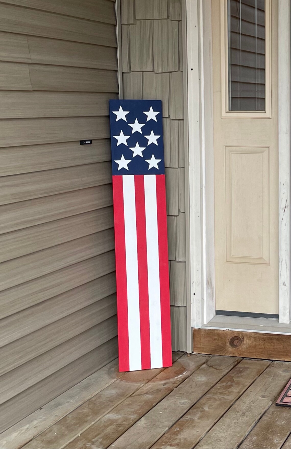 Wooden American Flag Porch Sign Front Porch Decor Rustic Etsy