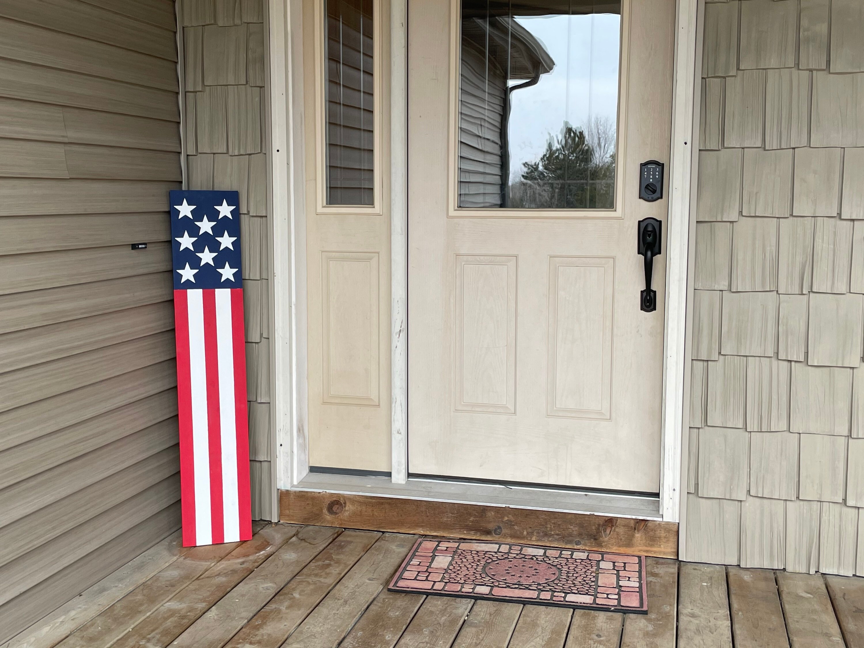 Wooden American Flag Porch Sign Front Porch Decor Rustic Etsy