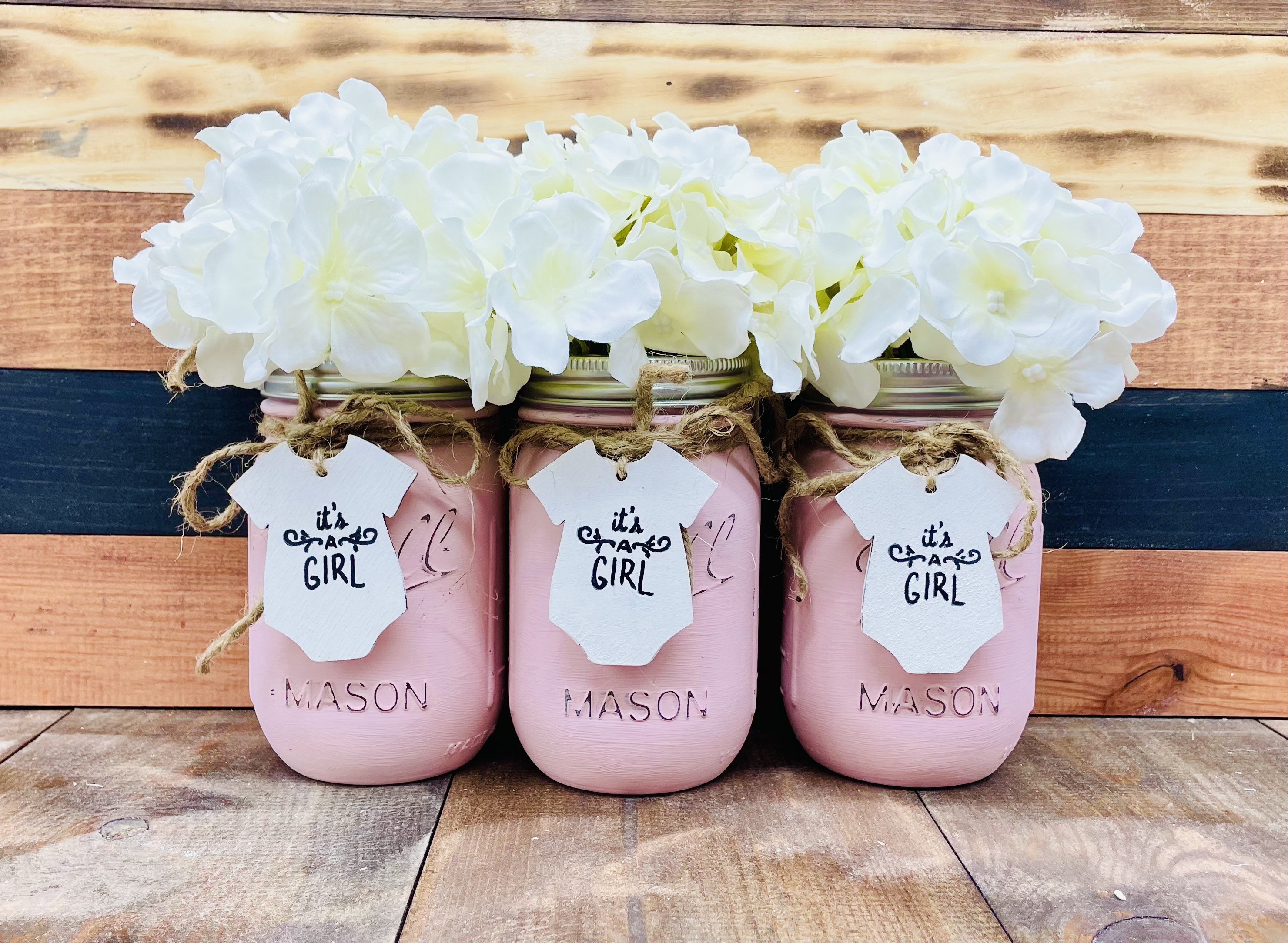 Baby Shower Painted Mason Jars Girl Baby Shower Rustic Etsy