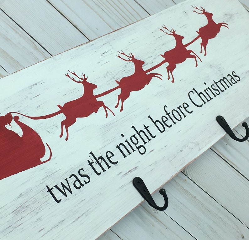 Christmas Stocking Hanger Farmhouse Christmas Wood Sign Etsy