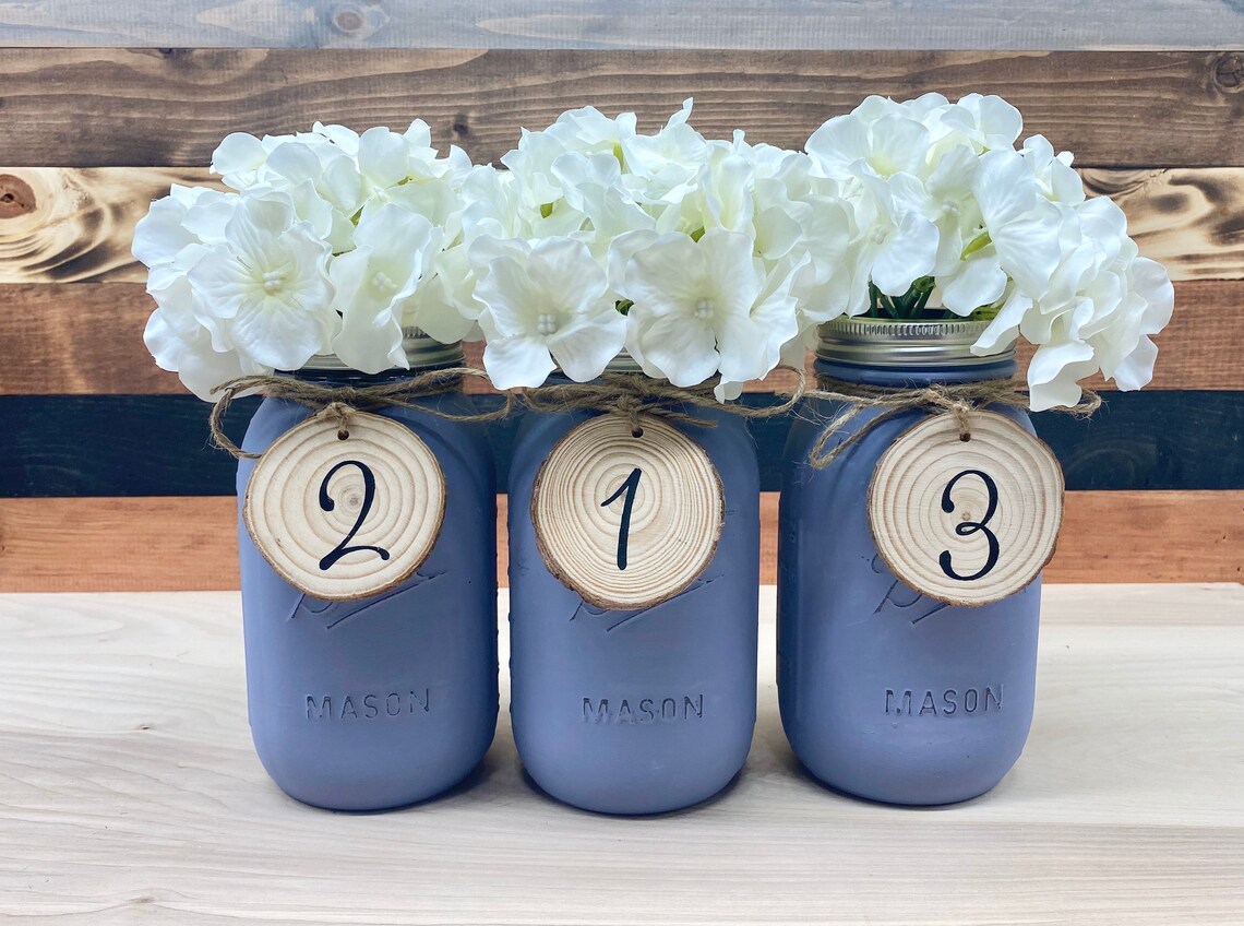 Mason Jar Table Numbers Wedding Table Numbers Rustic Wedding Etsy
