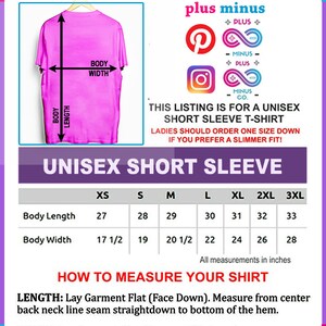 K&ouml;nnte beinhalten: Gr&ouml;&szlig;entabelle f&uuml;r ein Unisex-T-Shirt mit kurzen &Auml;rmeln. Die Tabelle zeigt die Ma&szlig;e in Zoll f&uuml;r K&ouml;rperl&auml;nge und -breite in den Gr&ouml;&szlig;en XS bis 3XL. Diese Anzeige ist f&uuml;r ein Unisex-T-Shirt mit kurzen &Auml;rmeln. Damen sollten eine Gr&ouml;&szlig;e kleiner bestellen, wenn sie eine schmalere Passform bevorzugen.