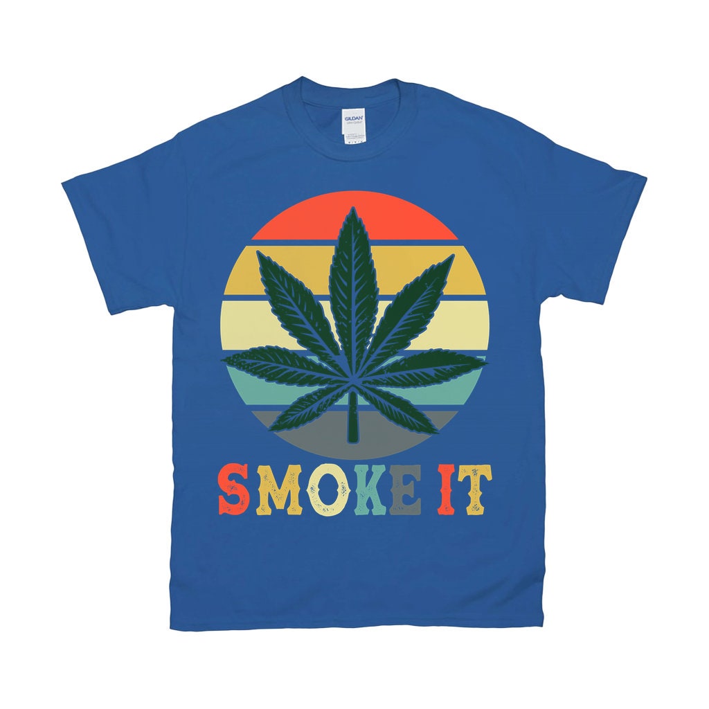 Smoke It Retro Sunset Marijuana Leaf Men's Tshirt Etsy