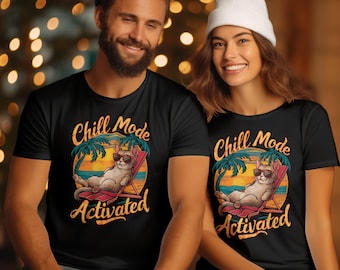Chill Cat Beach T-Shirt, Summer Vibes Tee