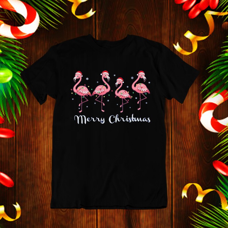 Merry Christmas Pink Flamingo Dreaming of a Pink Christmas Etsy